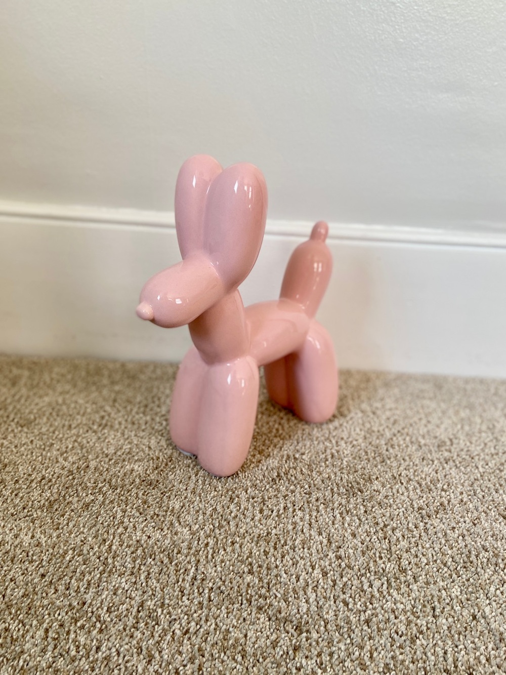 NWOT Pink Glossy Ceramic Balloon Dog Figurine TJ Maxx